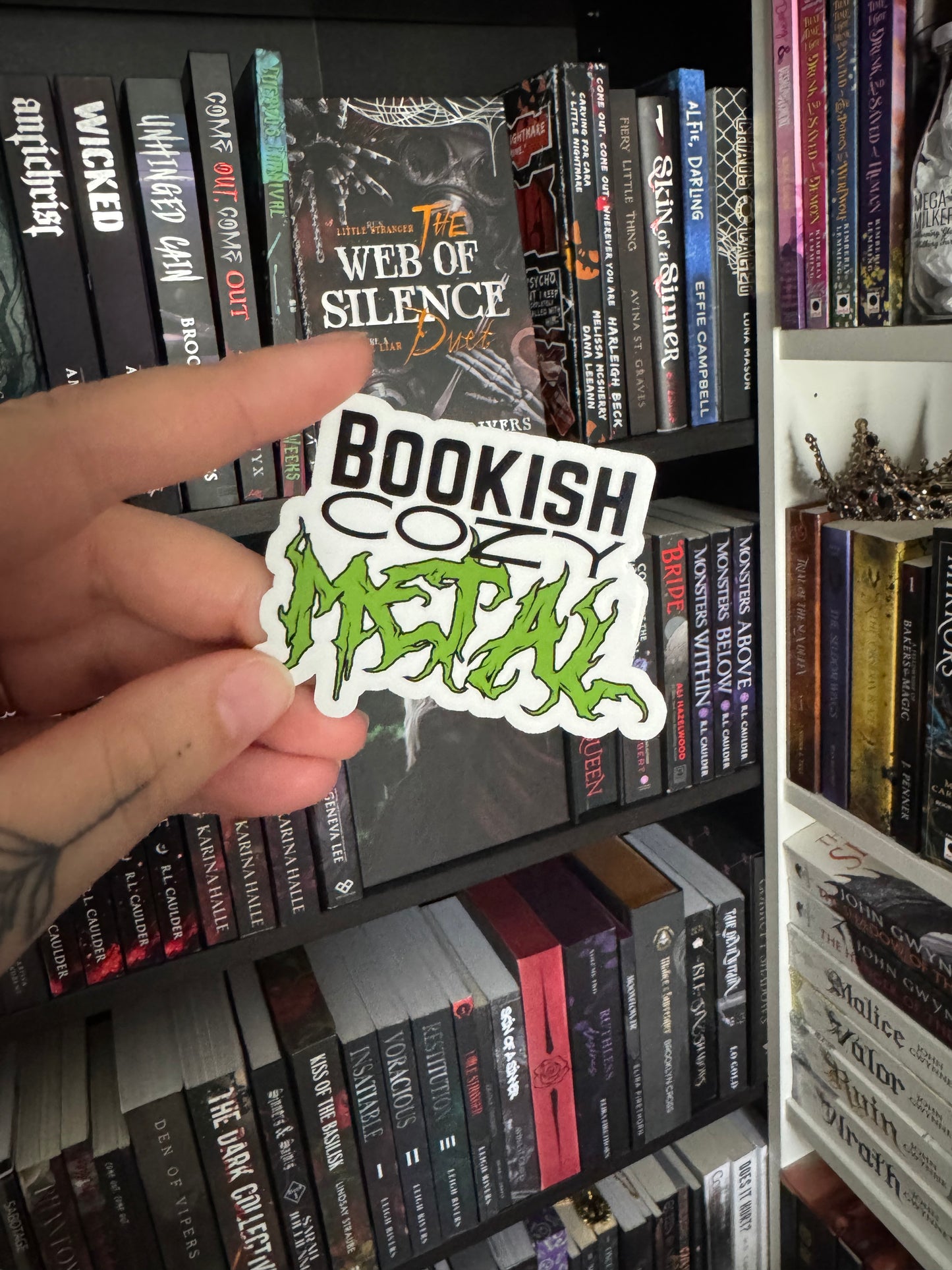 bookish cozy metal sticker