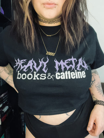 Heavy Metal, Books, & Caffeine Cropped T-Shirt